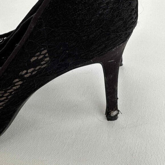 Karl Lagerfeld Paris Womens 9 M EU 40 Black Lace Pumps Roxana Pointed Toe Heels - Picture 15 of 15